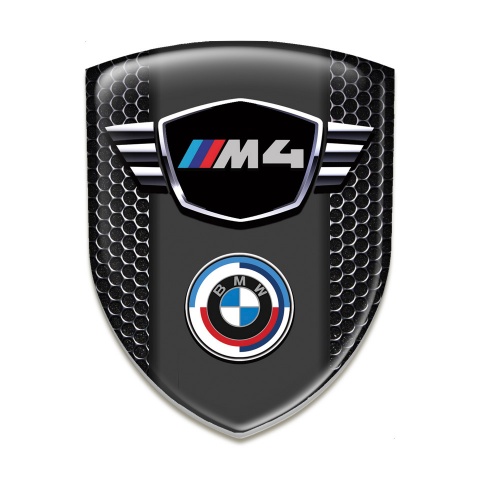BMW M4 Self Adhesive Car logo Emblem Black Honeycomb Pattern 