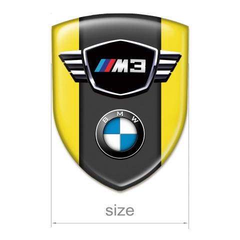 BMW M3 Self Adhesive Car logo Emblem yellow Print Classic Logo Type 