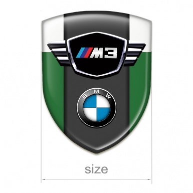 BMW M3 Silicone Car Decal Badge green White print Classic Logo Type 