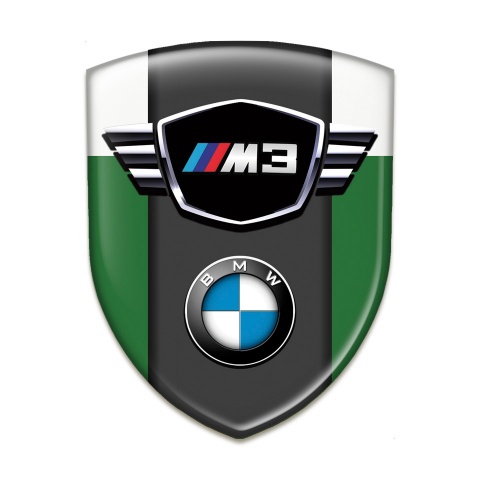 BMW M3 Silicone Car Decal Badge green White print Classic Logo Type 