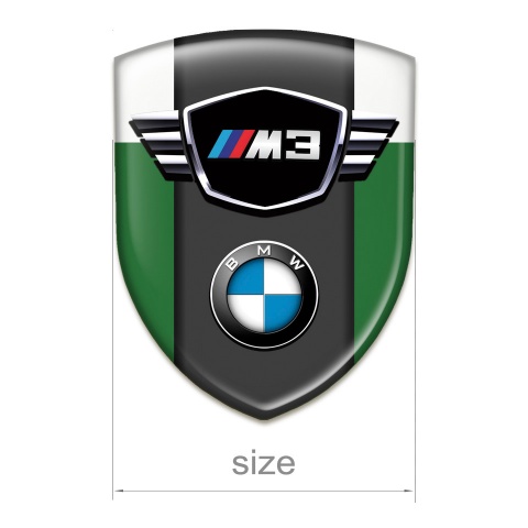BMW M3 Silicone Car Decal Badge green White print Classic Logo Type 