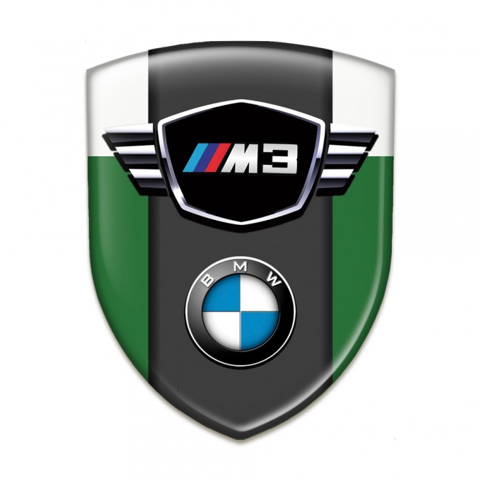 BMW M3 Silicone Car Decal Badge green White print Classic Logo Type 