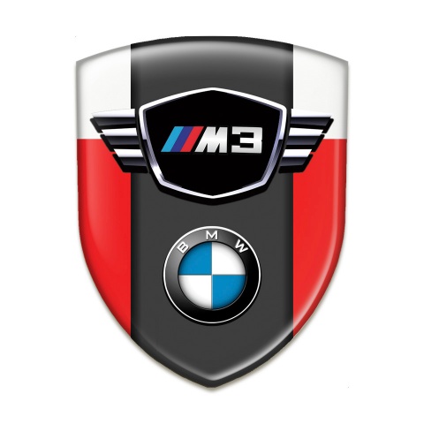BMW M3 Silicone Badge Red White Base Classic logo Type