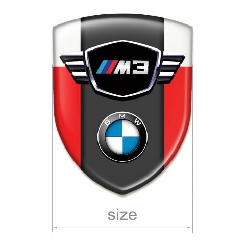 BMW M3 Silicone Badge Red White Base Classic logo Type