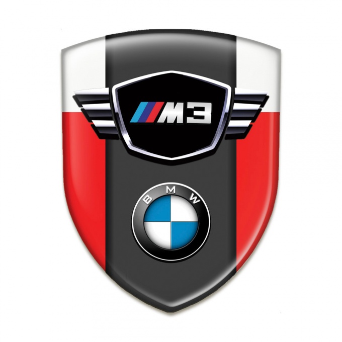 BMW M3 Silicone Badge Red White Base Classic logo Type