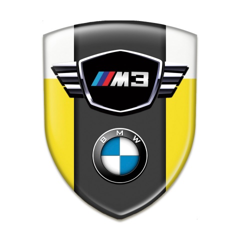 BMW M3 Auto Emblem Yellow White Base Classic logo Type 