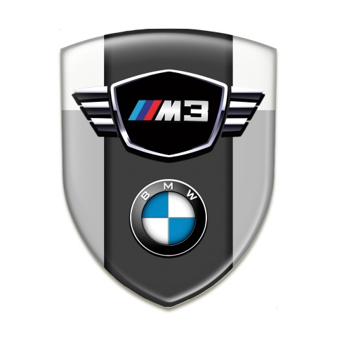 BMW M3 Emblem Badge Logo Grey White base Classic Logo Type 