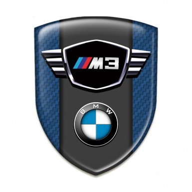 BMW M3 Logo Emblem Navy Blue carbon Pattern 