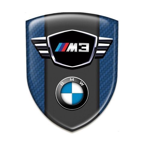 BMW M3 Logo Emblem Navy Blue carbon Pattern 