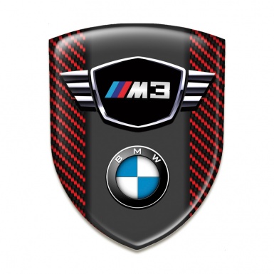 BMW M3 Self Adhesive Car logo Emblem Red Carbon Type 