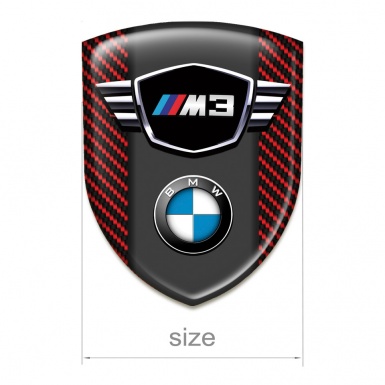BMW M3 Self Adhesive Car logo Emblem Red Carbon Type 
