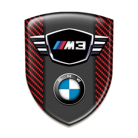 BMW M3 Self Adhesive Car logo Emblem Red Carbon Type 