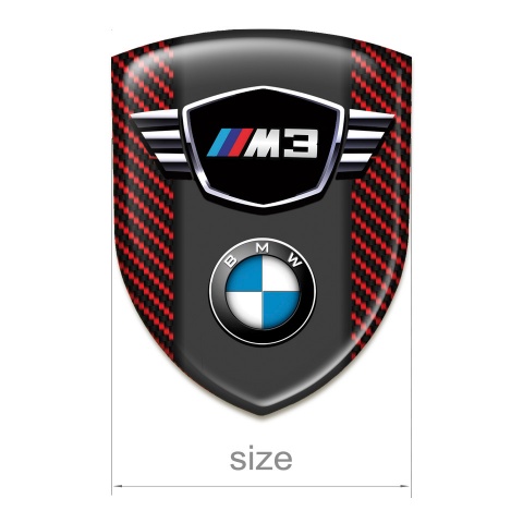 BMW M3 Self Adhesive Car logo Emblem Red Carbon Type 