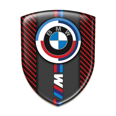 BMW Auto Emblem Red Carbon M Power Style 
