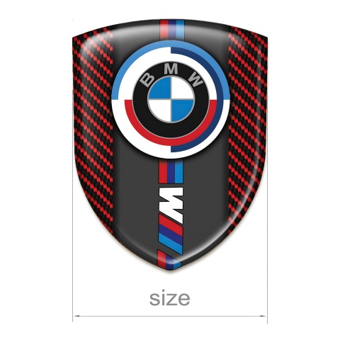 BMW Auto Emblem Red Carbon M Power Style 