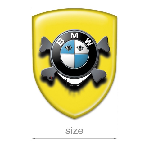 BMW Domed Emblem Racing Edition Yellow base and Smile Logo 