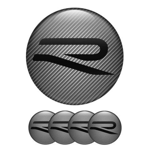 VW R Line Wheel Emblems Carbon Black