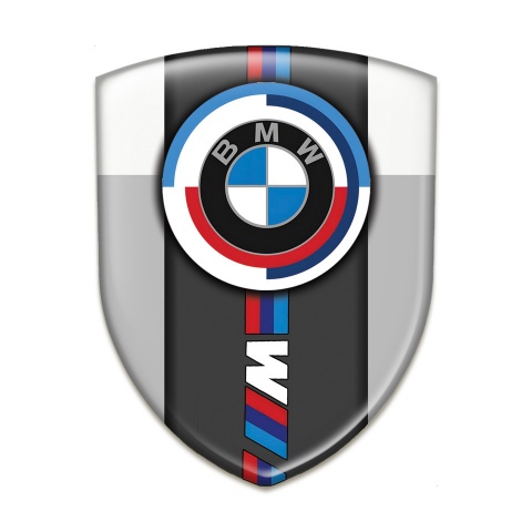 BMW M Power Self Adhesive Emblem Logo Grey White Edition 