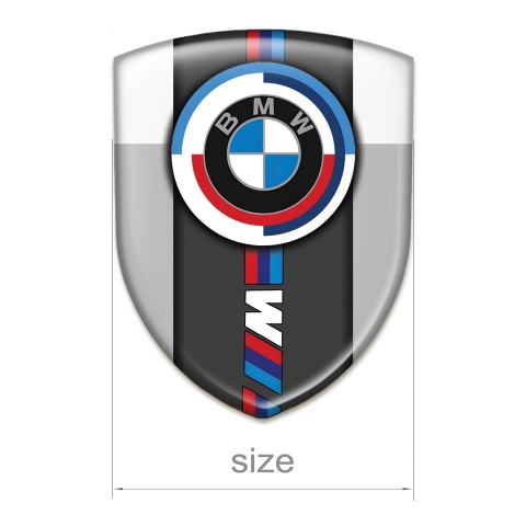 BMW M Power Self Adhesive Emblem Logo Grey White Edition 