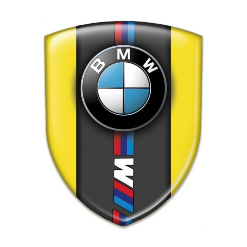 BMW M Emblem Interior Yellow Print Classic Logo 