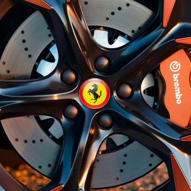 Ferrari Wheel Emblems Center Cap Simple Yellow Logo