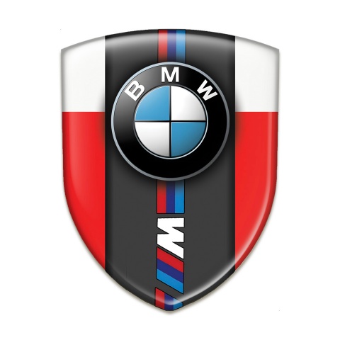 BMW M Silicone Car Decal Badge Red White Base Classic Logo 