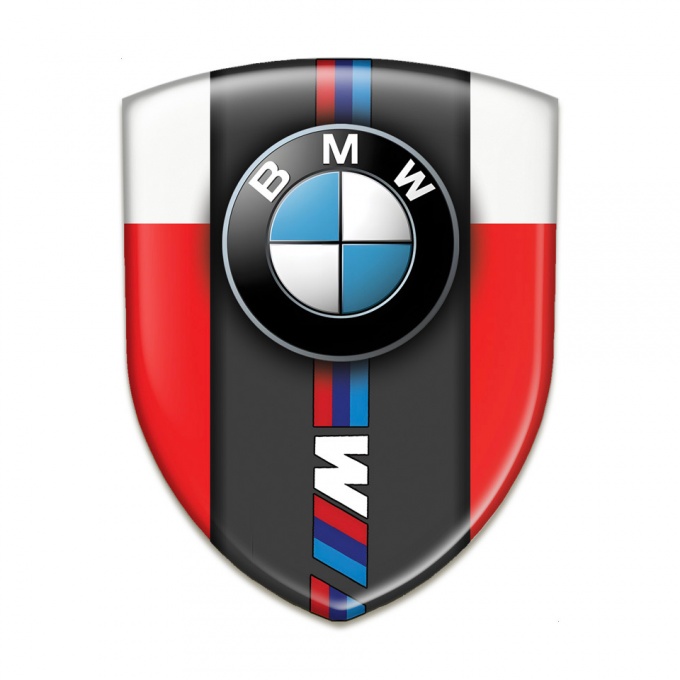 BMW M Silicone Car Decal Badge Red White Base Classic Logo 