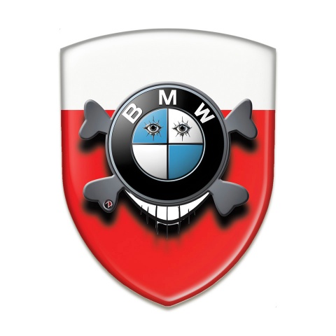 BMW Domed Emblem Premium Quality Red White Base Smile Logo 