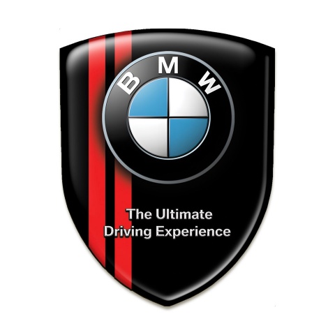 BMW Tuning Emblem Black with Red Lines Pattern 