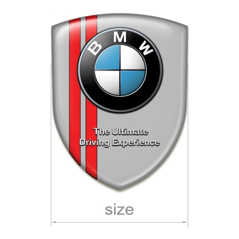 BMW Car Accessories Badge Grey with Red Lines pattern 