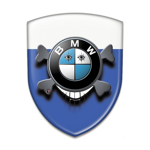 BMW Silicone Car Decal Badge Blue White Background with Smile Logo 