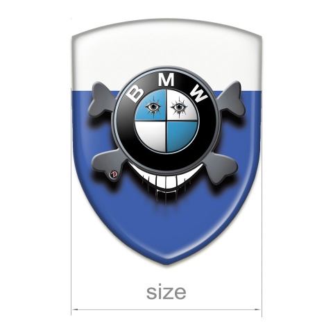 BMW Silicone Car Decal Badge Blue White Background with Smile Logo 