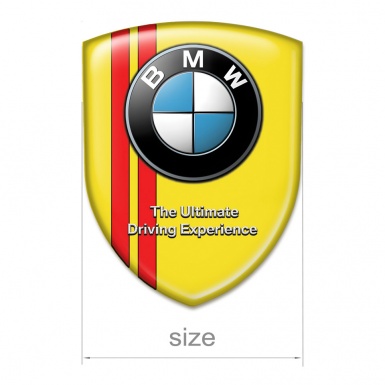 BMW Silicone Car Decal Badge Yellow with Red Stripes Type 