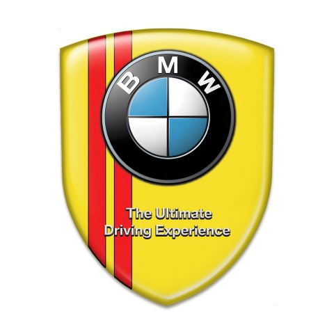 BMW Silicone Car Decal Badge Yellow with Red Stripes Type 