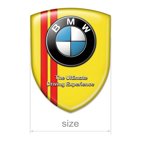 BMW Silicone Car Decal Badge Yellow with Red Stripes Type 