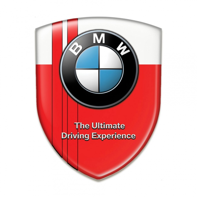 BMW Auto Emblem Red White with Red Lines Type 