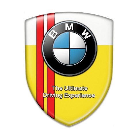 BMW Logo Emblem Yellow white with Red Lines Type 