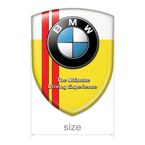 BMW Logo Emblem Yellow white with Red Lines Type 