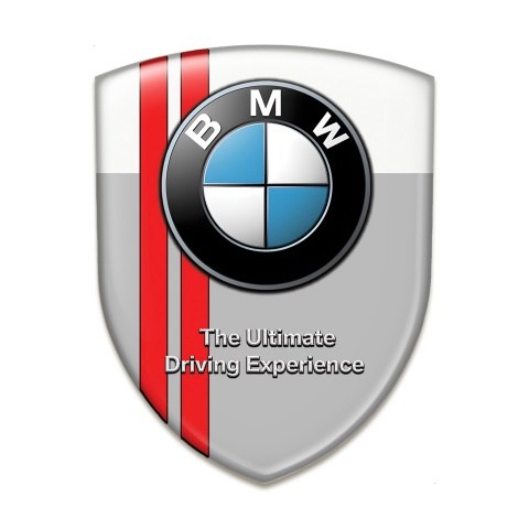 BMW Tuning Emblem Grey White with Red Lines type 