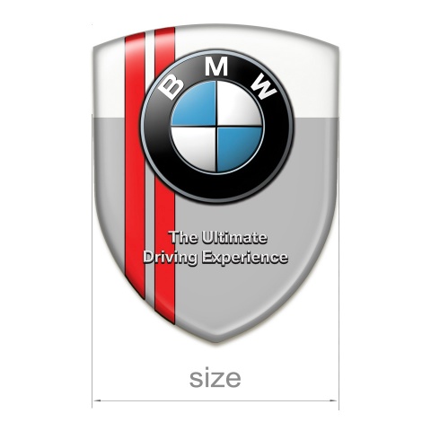 BMW Tuning Emblem Grey White with Red Lines type 