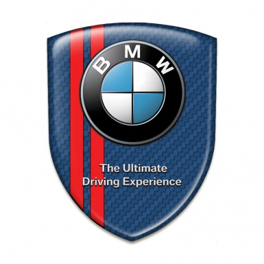 BMW Self Adhesive Emblem Logo Navy Blue carbon with Red Lines Type 