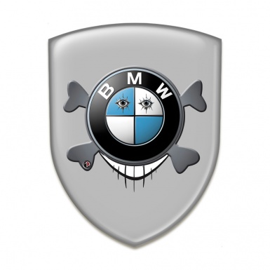 BMW 3D Gel Emblem Grey Design with Smile Logo 