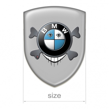 BMW 3D Gel Emblem Grey Design with Smile Logo 
