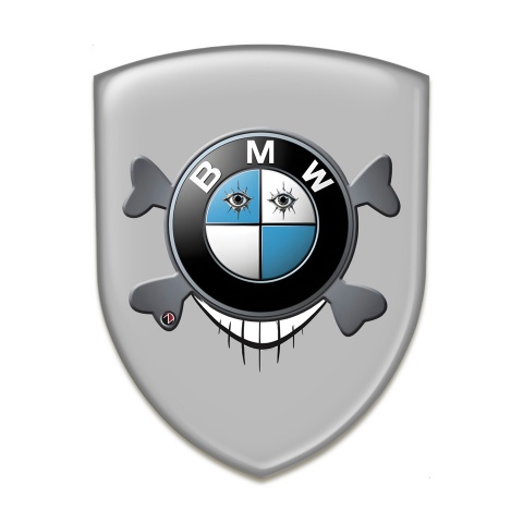 BMW 3D Gel Emblem Grey Design with Smile Logo 