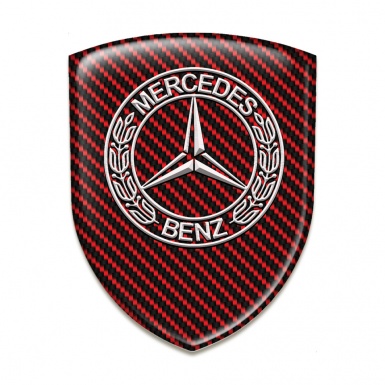 Mercedes Silicone Car Decal Badge Red Carbon Style 
