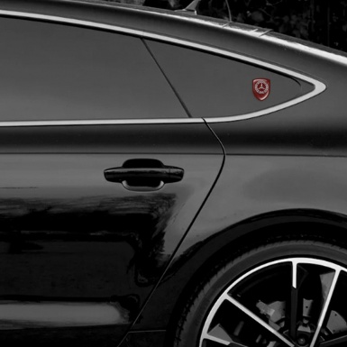 Mercedes Silicone Car Decal Badge Red Carbon Style 