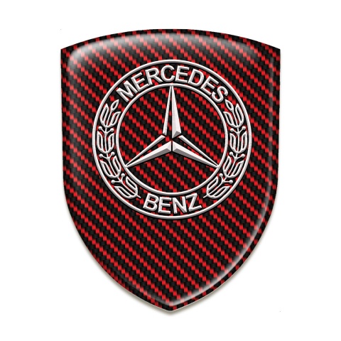 Mercedes Silicone Car Decal Badge Red Carbon Style 