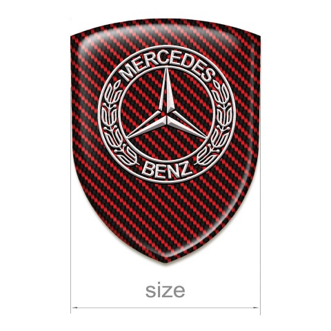 Mercedes Silicone Car Decal Badge Red Carbon Style 