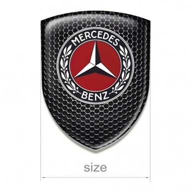 Mercedes Silicone Badge Perforated Steel Base Red Logo Motive 