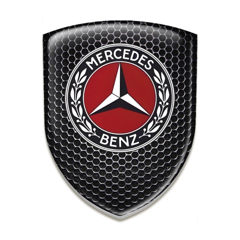 Mercedes Silicone Badge Perforated Steel Base Red Logo Motive 